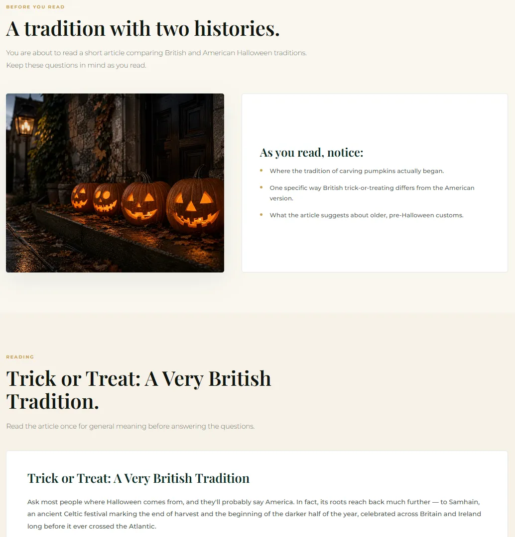 Halloween reading Autumn Academic Programme