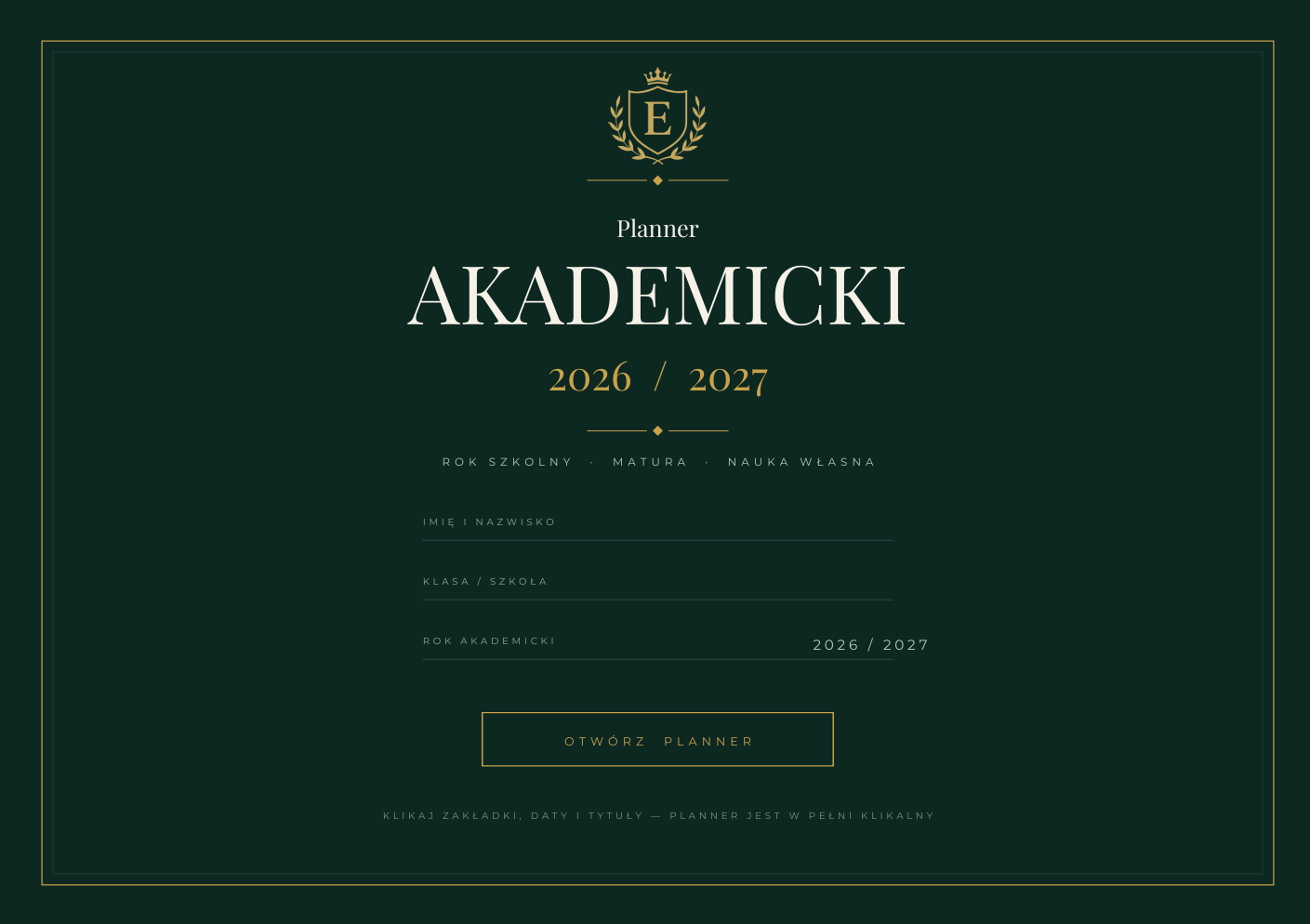 Bezpłatny Planner Akademicki 2026 2027 E-lekcje