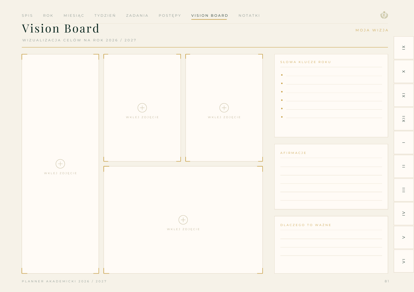 Vision Board Planner Akademicki 2026 2027